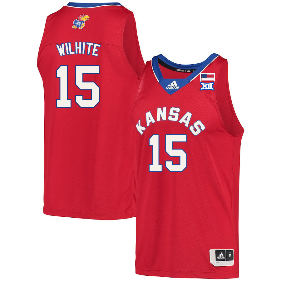 Men #15 Dillon Wilhite Kansas Jayhawks College Basketball Jerseys Sale-Red - Click Image to Close